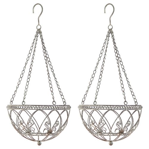 Floristik24 Pakabinamas krepšelis metalinis gėlių krepšelis senovinės išvaizdos Ø25cm H56cm
