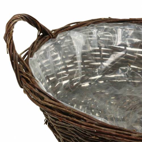Floristik24 Didelis krepšelis su rankenomis sėjamoji gluosnio ruda Ø40cm H13cm