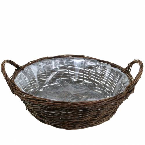 Floristik24 Didelis krepšelis su rankenomis sėjamoji gluosnio ruda Ø40cm H13cm