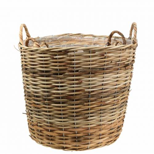 Floristik24 Pinti krepšelis su rankenomis rudos spalvos Ø48 / 43/37 / 33cm 4 sodinukų dekoracijų rinkinys