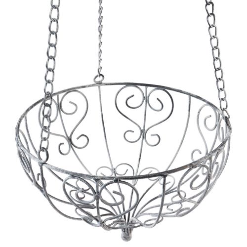 daiktų Krepšelis metalinis pakabinimui metalo apdaila balta pilka Ø24cm H19cm