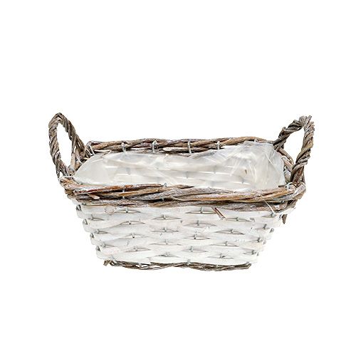 Floristik24 Kvadratinis krepšys su rankenomis natūralios baltos spalvos 22 x 14 cm