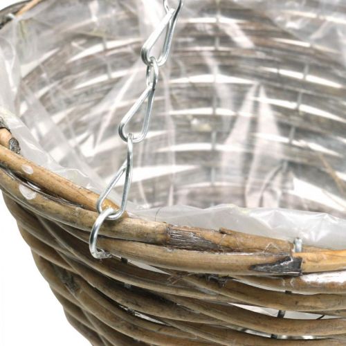 Floristik24 Dubuo pakabinimui, krepšelis sodinimui natūralus, skalbtas baltas H13cm Ø25cm