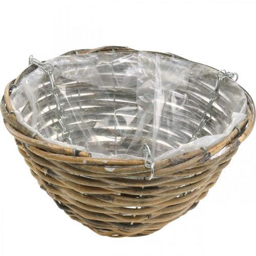 Floristik24 Dubuo pakabinimui, krepšelis sodinimui natūralus, skalbtas baltas H13cm Ø25cm