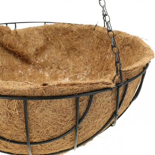 Floristik24 Augalų dubuo pakabinimui, pakabinamas krepšelis kokoso pluoštas, metalas natūralus, juodas H16,5cm Ø35cm
