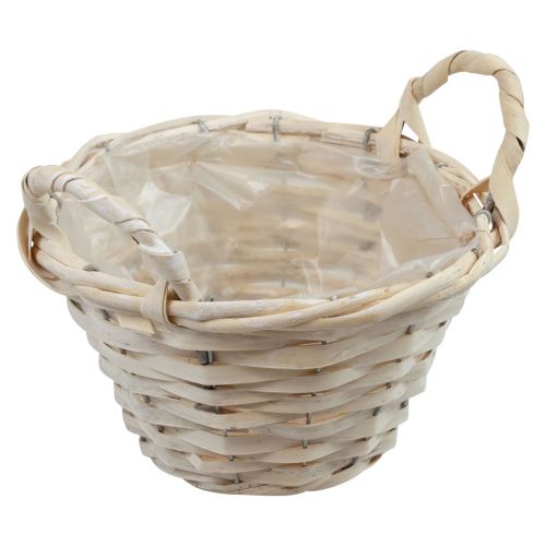 Krepšelis su rankenomis drožlių krepšelis augalų krepšelis balintas Ø25cm H13cm
