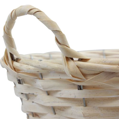daiktų Krepšelis su rankenomis Drožlių krepšelis augalų krepšelis balintas Ø30cm H14cm