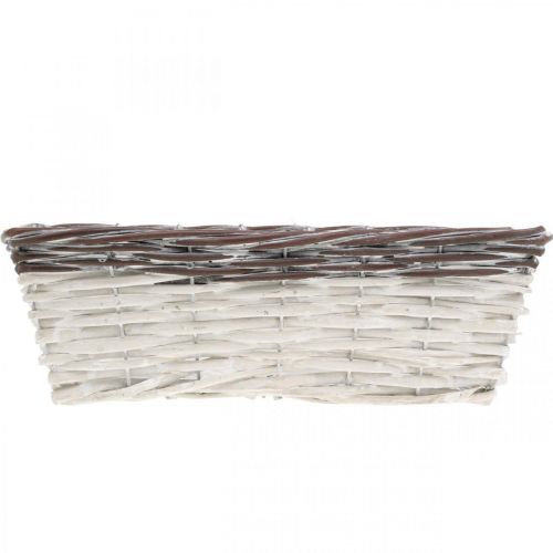 Floristik24 Dekoratyvinis krepšelis baltas, rudas vazonas dvispalvis 32×13,5×9,5 cm