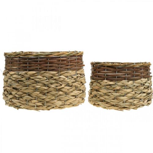 daiktų Pinti krepšelis Natūralus pintas augalų dubuo Natural L30/22cm H20/17cm rinkinys iš 2