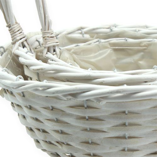 Floristik24 Krepšelių rinkinys x 3 su rankenomis apvalios baltos Ø18, 23, 29cm