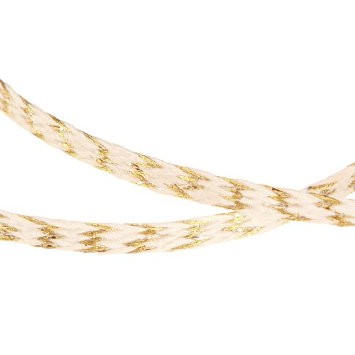 daiktų Virvelė medvilninė auksinė ir kreminė medvilninė juostelė 7mm 15m