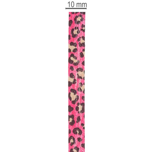 Dekoratyvinė juostelė, leopardo rašto, rožinė, garbanota, dovanų pakavimui ir rankdarbiams, 10 mm, 100 m | Floristik24.lt