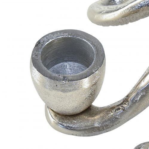 Floristik24 Jūrinis dekoratyvinis žvakių laikiklis aštuonkojis metalinis sidabras Ø14cm H9cm