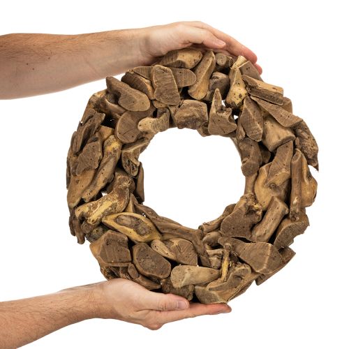 Dekoratyvinis vainikas, pagamintas iš natūralaus medžio gabalėlių, apvalus, 35 cm | Floristik24.lt