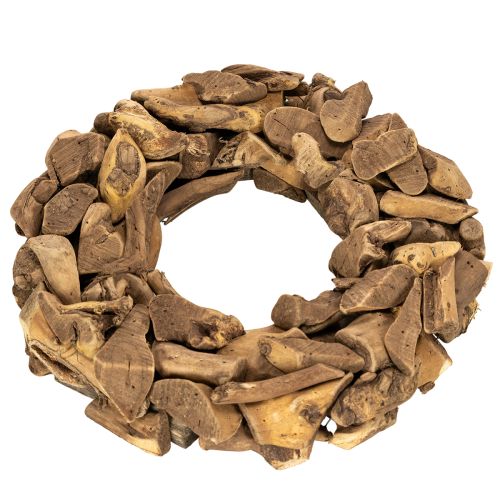 Dekoratyvinis vainikas, pagamintas iš natūralaus medžio gabalėlių, apvalus, 35 cm | Floristik24.lt