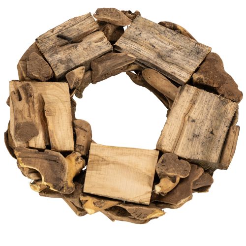 Dekoratyvinis vainikas, pagamintas iš natūralaus medžio gabalėlių, apvalus, 35 cm | Floristik24.lt