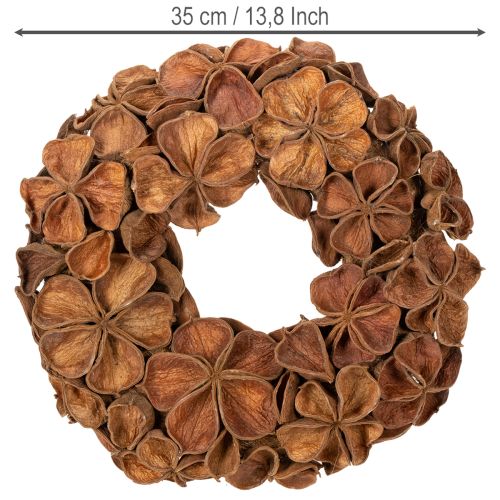 Džiovinto lotoso vainikas, dekoratyvinis durų vainikas, 35 cm | Floristik24.lt