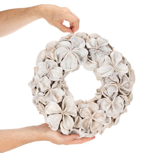 Vainikas su lotoso žiedais, natūrali dekoracija, džiovintos gėlės, 35 cm | Floristik24.lt