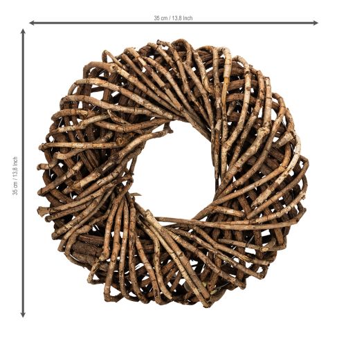 Vainikas iš natūralių šakelių, apvalus rotango vainikas rankdarbiams, 35 cm | Floristik24.lt