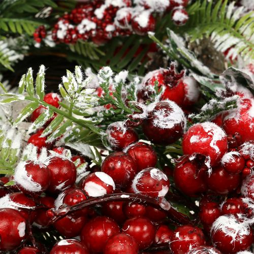 Floristik24 Žalias vainikas su raudonomis uogomis matinis 36cm