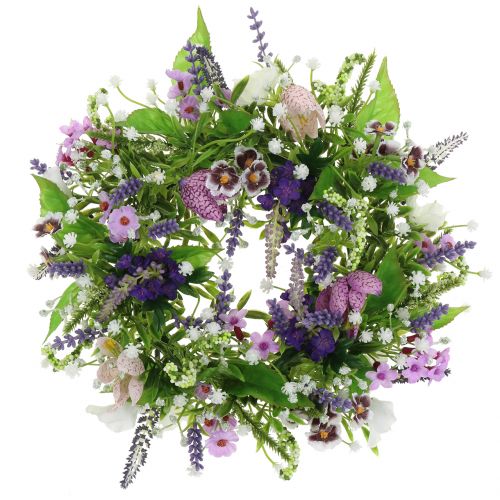 Floristik24 Vainikas šaškių lentos gėlė/levanda/alyva Ø28cm