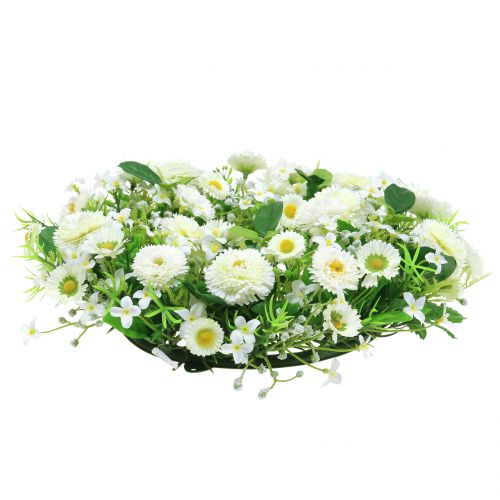 Floristik24 Gėlių vainikas deko baltas Bellis durų vainikas šilkinės gėlės Ø30cm