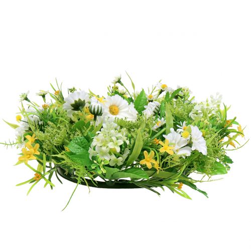Floristik24 Pavasarinis vainikas su gerberomis baltas, geltonas Ø30cm