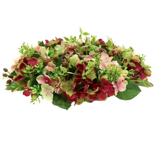 Floristik24 Hortenzijų/uogų vainikas tamsiai raudonas Ø30cm