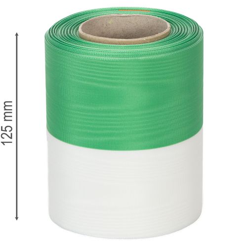 daiktų Muaro vainiko juostelė 125 mm x 25 m žalia ir balta spalvos, taftos austa juostelė, tautinė juostelė, dekoratyvinė juostelė