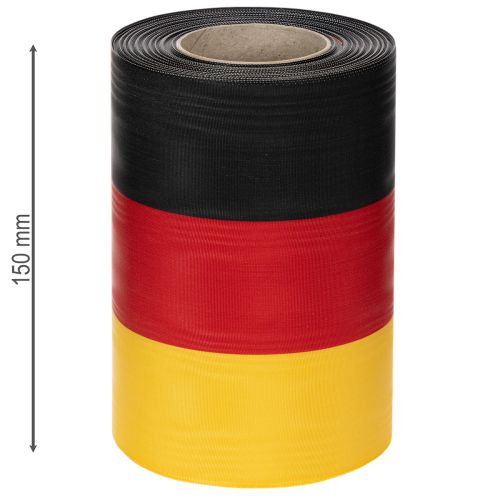 daiktų Muaro rašto vainikų juostelės, 150 mm, juodos-raudonos-auksinės spalvos, su prancūziško muaro efektu, 25 m ritinėlis, dekoravimui ir laidotuvių apeigoms
