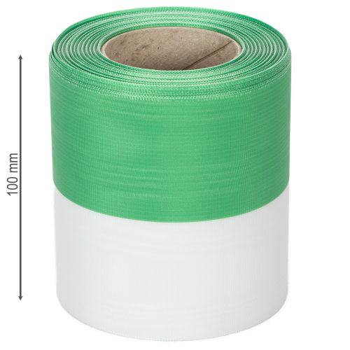 daiktų Žalia ir balta muaro rašto vainiko juostelė, 100 mm x 25 m - tautinė juostelė, taftos apvadas, kaspinėlis, dekoratyvinė juostelė