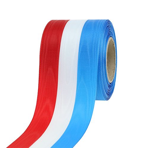 Vainiko juostelė muare mėlynai baltai raudona 75mm