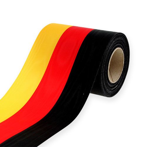 Floristik24 Vainikų juostelės Moiré juodai raudonai auksinės 125 mm