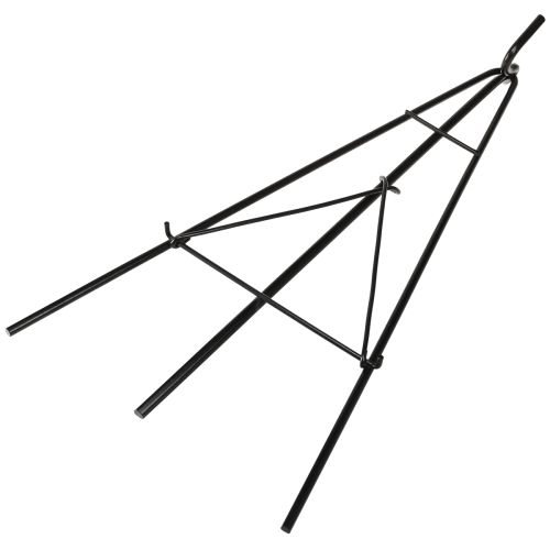 daiktų Pastatomas vainikų laikiklis su kabliu, juodo metalo molbertas, aukštis 56 cm