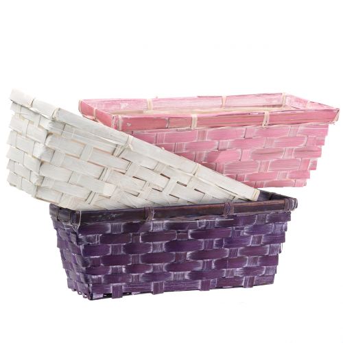 Skiedrų krepšelis kvadratinis violetinis / baltas / rožinis 6vnt