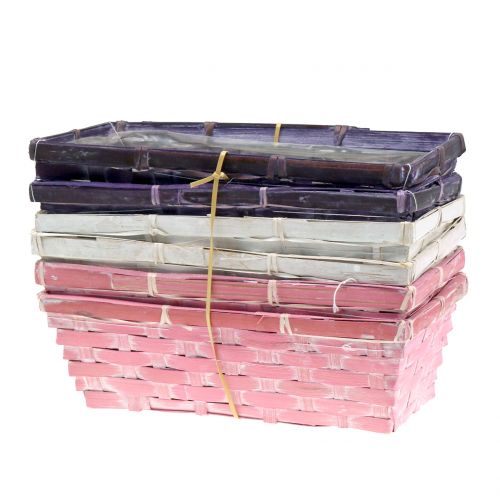 daiktų Skiedrų krepšelis kvadratinis violetinis/baltas/rožinis 6 vnt