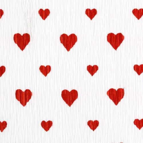 daiktų Krepinis popierius su širdelėmis Floristo krepinis popierius Motinos dienai raudonas, baltas 50×250cm