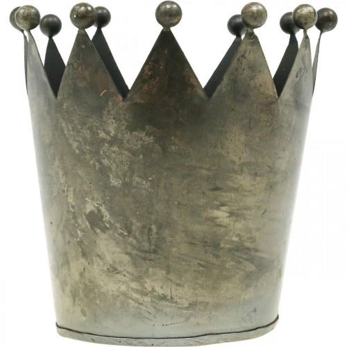 daiktų Deco karūna antikvarinės išvaizdos pilka metalinė stalo puošmena Ø15cm H15cm