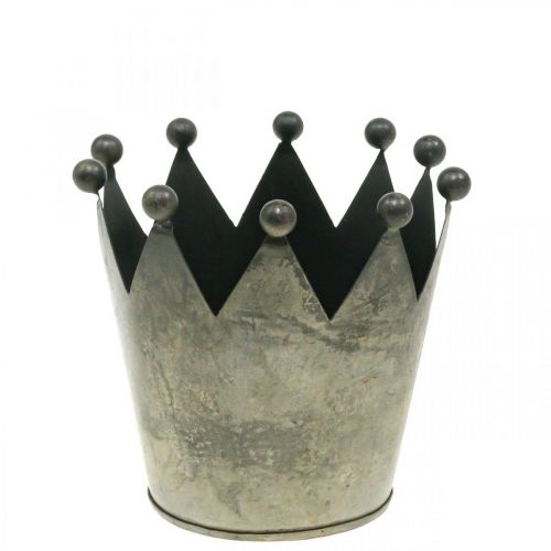 Deco karūna antikvarinės išvaizdos pilka metalinė stalo puošmena Ø12,5cm H12cm
