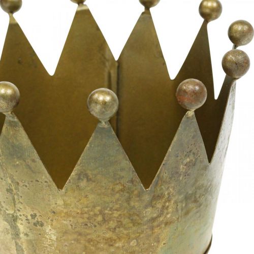 Floristik24 Deco karūna antikvarinė žalvario išvaizda metalinė stalo dekoracija Ø14cm H9cm