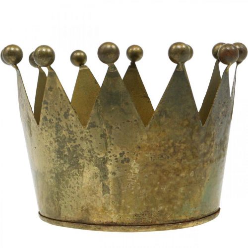 Floristik24 Deco karūna antikvarinė žalvario išvaizda metalinė stalo dekoracija Ø14cm H9cm