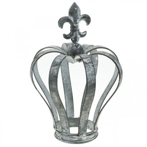 Dekoratyvinė karūna, stalo puošmena, metalo apdaila sidabrinė, skalbta balta H16cm Ø11cm