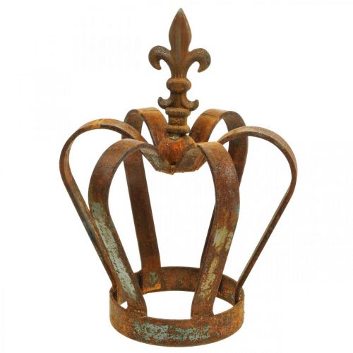 Floristik24 Vintažinė dekoratyvinė karūnėlė patina metalo apdaila Ø20cm H28cm