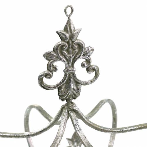 Floristik24 Dekoratyvinis vainikas sidabrinis metalas Ø17,3cm H22,5cm