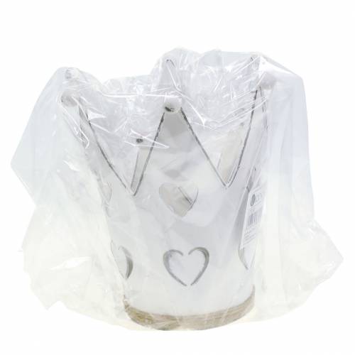 Floristik24 Cinko puodo vainiko širdelės skalbtos baltos Ø12/14cm 2vnt