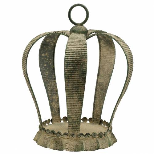 Floristik24 Dekoratyvinė karūna senovinė metalinė samanų žalia, smėlio spalvos Ø28cm H36,5cm