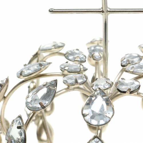 Floristik24 Karūnėlė su deimantais ir kryžiumi sidabru Ø11cm H17cm