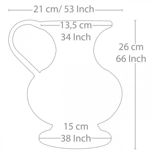 Floristik24 Deco ąsotis senovinės išvaizdos vaza vintažinė metalinė sodo puošmena H26cm