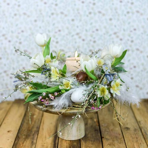 Floristik24 Torto lėkštė, torto padėklas, natūrali mediena skalbta baltai, skurdus prašmatnus Ø29,5cm H15,5cm