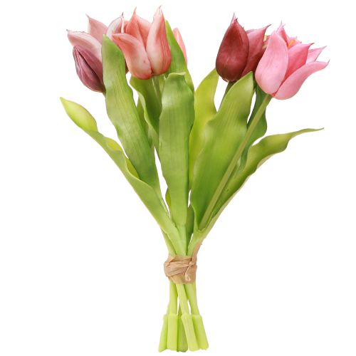 daiktų Dirbtinės gėlės Karūnos Tulpės Purpurinė Rožinė 7 vnt kekėje 34cm